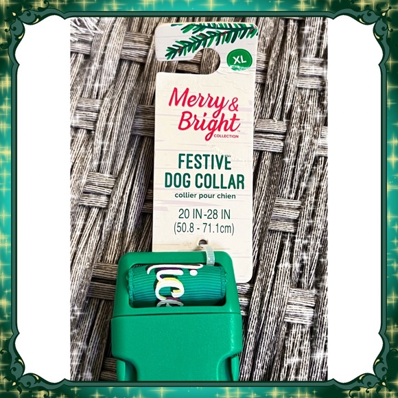 XL Petsmart Winter Green Holiday Dog Collar Naughty or Nice Santa Gold Christmas - Picture 3 of 7